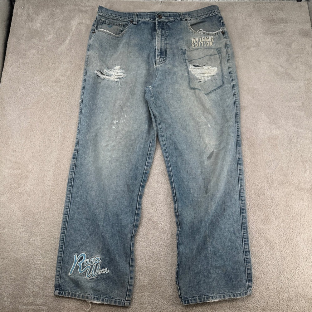 Vintage‎ Y2K Rocawear Ivy League Edition Jeans Mens 40x33 Blue Denim Distressed